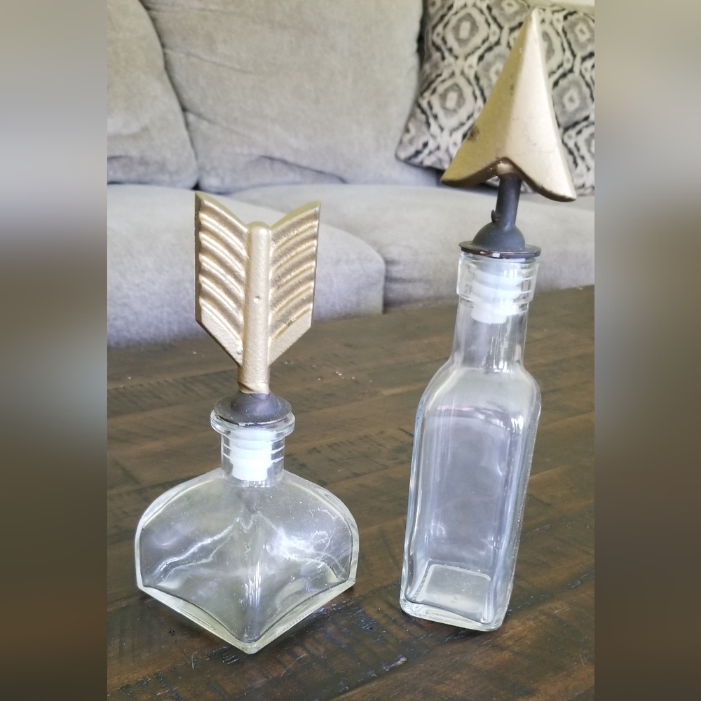 Decorative Glass Bottles with Arrow Toppers